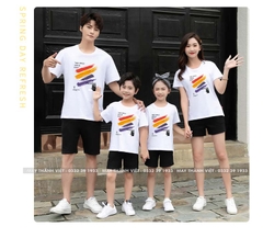 Quần Áo Gia Đình 4 Người Đẹp Màu Hồng - Đồng Phục May Thành Việt