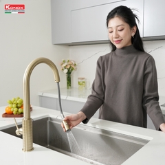 Vòi rửa bát dây rút Konox Venice Gold