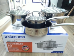 Bộ nồi 4 món Kocher Lubeck Pro, 5 lớp đáy, inox cao cấp