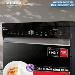 Máy Rửa Chén Kocher X15 Smart AI (17 Bộ) – Nhập Khẩu Malaysia, Sấy Khô & Diệt Khuẩn UV