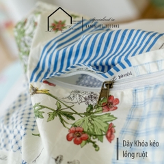 Bộ chăn gối 3 món Nhiều họa tiết LEE CORNER, vải Thô lụa Hàn 100% Cotton cao cấp, chăn hè thoáng mát