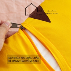 Gối em bé hình thú (bao gồm ruột) LEE CORNER, vải Thô lụa Hàn 100% cotton, ruột bông microfiber lông vũ nhân tạo