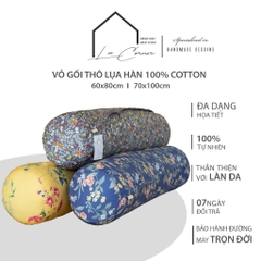 Vỏ Gối Ôm Cotton Thô lụa Hàn cao cấp LEE CORNER hoạ tiết, mềm mịn đủ size 60x80 70x100cm