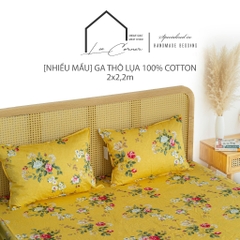 Ga giường 2m2 Thô lụa Hàn 100% Cotton cao cấp LEE CORNER nhiều hoạ tiết, ga nệm 2m2 x 2m