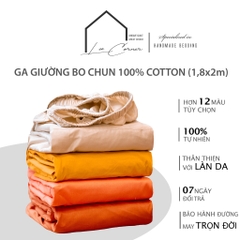 Ga giường 1m8 Cotton cao cấp LEE CORNER, vải Thô lụa Hàn, drap giường size 1,8x2m