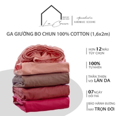 Ga giường 1m6 Cotton cao cấp LEE CORNER, vải Thô lụa Hàn, drap giường size 1,6x2m