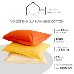 Vỏ Gối Nằm Cotton Thô lụa Hàn cao cấp LEE CORNER màu trơn, mềm mịn đủ size 50x70 40x60 35x50 25x35 cm