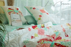 Chăn ghép vải hình quả trám trắng, chần máy kích thước 2mx2m2