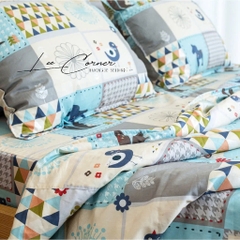 Vỏ chăn cotton, bộ chăn gối 3 món Nhiều họa tiết LEE CORNER, vải Cotton Hàn 100% Cotton cao cấp, chăn hè thoáng mát