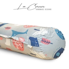 Vỏ Gối Ôm Cotton Thô lụa Hàn cao cấp LEE CORNER hoạ tiết, mềm mịn đủ size 60x80 70x100cm