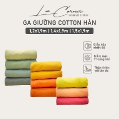 Ga giường Cotton cao cấp LEE CORNER, vải Thô lụa Hàn, drap giường size 1,2x1,9m 1,4x1,9m 1,5x1,9m