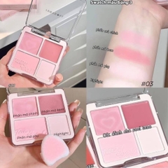 Má hồng JUDY DOLL 4 Ô Màu má hồng và bắt sáng Tự Nhiên 9g