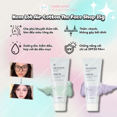Kem Lót The Face Shop Air Cotton Make Up Base - 02 TÍM LAVENDER Tuýp 35g