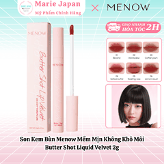 Son Kem Bùn Menow Mềm Mịn Không Khô Môi Butter Shot Liquid Velvet 2g