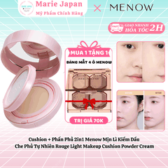 [MUA 1 TẶNG 1] Cushion + Phấn Phủ 2in1 Menow Mịn Lì Che Phủ Rouge Light Makeup Cushion Powder Cream TẶNG BẢNG PHẤN 4 Ô