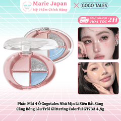 Phấn Mắt 4 Ô Gogotales Nhũ Mịn Lì Siêu Bắt Sáng Căng Bóng Lâu Trôi Glittering Colorful GT733 4,8g