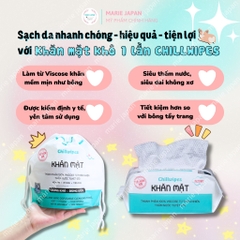 Khăn Lau Mặt Khô Dùng 1 Lần Chillwipes Dạng Rút 80 Miếng/Gói