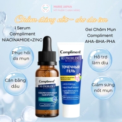 Combo 2 Món 1 Gel Chấm Mụn Compliment AHA-BHA-PHA 25ml + 1 Serum Compliment NIACINAMIDE+ZINC 27ml Xẹp Mụn Mờ Thâm