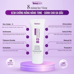 Kem Chống Nắng B3+ Innoskin Suncream SPF50+ PA++++ Dưỡng Sáng Mờ Thâm Kiềm Dầu Hàn Quốc 50g