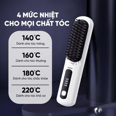 Lượt Điện Chải Tóc Jary Ion Electric Hair Comb  Không Dây Ion Âm Gỡ Rối Suôn Mượt, Tạo Kiểu Siêu Dễ