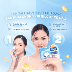 Bông Tẩy Trang Silcot Làm Sạch Nhẹ Nhàng Không Sơ Bông Unicharm Nhật Bản Hộp 82 Miếng