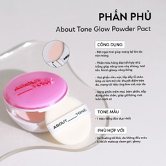 Phấn Phủ About Tone Powder Pact Dạng Nén  Nâng Tông Kiềm Dầu Siêu Lì Mịn Hàn Quốc Hộp 9g