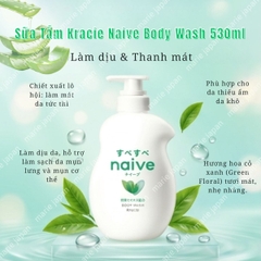 Sữa Tắm Kracie Naive Body Wash  Sạch Dịu Nhẹ Dưỡng Ẩm Mịn Màng  Nhật Bản 530ml