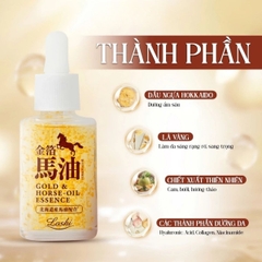 Tinh Chất Dầu Ngựa Loshi Phục Hồi Dưỡng Ẩm Sáng Mịn Gold & Horse Oil Essence Nhật Bản Chai 30ml