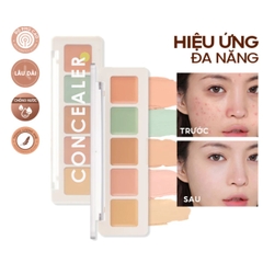 Kem Che Khuyết Điểm Focallure 5 Màu Mềm Mịn Che Phủ Tự Nhiên Lâu Trôi  Color Concealer Palette 4.3g