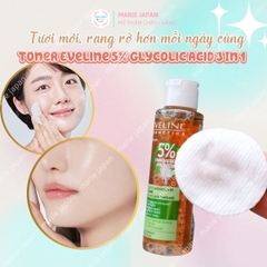 Toner Eveline 5% Glycolic Acid 3 In 1 Căng Bóng Sáng Da Mờ Thâm Sạm Ba Lan Chai 110ml
