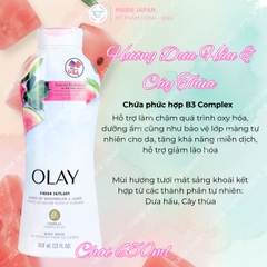 Sữa Tắm Olay Fresh Outlast Body Wash Hương Dưa Hấu Tươi Mát Dưỡng Ẩm Mịn Da Mỹ Chai 650ml