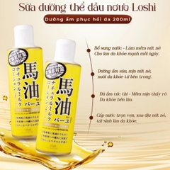 Dưỡng Thể Loshi Horse Oil Dưỡng Ẩm Phục Hồi Mềm Mịn Da Moisture Skin Lotion Nhật Bản Chai 200ml