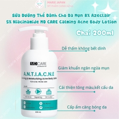 Dưỡng Thể MD CARE Brightening Acne Body Lotion Dưỡng Sáng Da Mờ Thâm Giảm Mụn Cơ Thể Chai 200ml