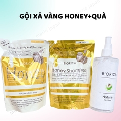 Gội Xả Biorica Honey VÀNG Dưỡng Ẩm Mềm Mượt Phục Hồi Tóc Hư Tổn Nhật Bản Túi 360ml