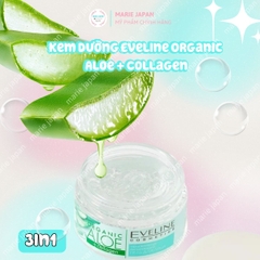 Gel Dưỡng Eveline Organic Aloe + Collagen 3in1 Cấp Ẩm Làm Dịu Phục Hồi Da Hư Tổn Hũ 50ml