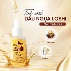Tinh Chất Dầu Ngựa Loshi Phục Hồi Dưỡng Ẩm Sáng Mịn Gold & Horse Oil Essence Nhật Bản Chai 30ml