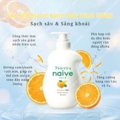 Sữa Tắm Kracie Naive Body Wash  Sạch Dịu Nhẹ Dưỡng Ẩm Mịn Màng  Nhật Bản 530ml