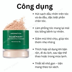 Dầu Gội Khô Aromatica Rosemary Dry Shampoo Hút Nhờn Làm Sạch Tóc Thơm Mát Hàn Quốc Hộp 10g