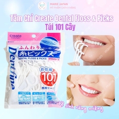 Tăm Chỉ Create Dental Floss & Picks Sạch Kẽ Răng Nhẹ Nhàng An Toàn Nhật Bản Túi 101 Cây
