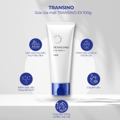 Sữa Rửa Mặt Transino Dưỡng Trắng Mờ Thâm Nám Tàn Nhang Clear Wash Ex Nhật Bản Tuýp 100g