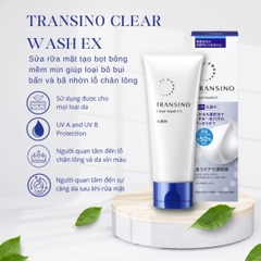 Sữa Rửa Mặt Transino Dưỡng Trắng Mờ Thâm Nám Tàn Nhang Clear Wash Ex Nhật Bản Tuýp 100g