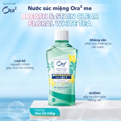 Nước Súc Miệng Ora2 Me Breath & Stain Clear Sạch Khoang Miệng Hơi  Thở Thơm Mát Nhật Bản Chai 460ml