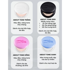 Phấn Phủ About Tone Powder Pact Dạng Nén  Nâng Tông Kiềm Dầu Siêu Lì Mịn Hàn Quốc Hộp 9g