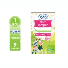 Băng Vệ Sinh Unicharm Sofy Soft Tampon Siêu Thấm Khô Thoáng Nhật Bản Hộp 9 Ống