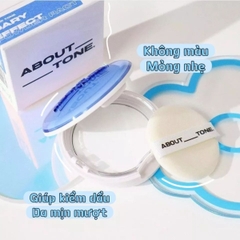 Phấn Phủ About Tone Powder Pact Dạng Nén  Nâng Tông Kiềm Dầu Siêu Lì Mịn Hàn Quốc Hộp 9g