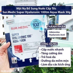 Mặt Nạ SURMEDIC Super Hyaluronic 100TM Aqua Mask Siêu Cấp Nước Cho Da Hàn Quốc 30g