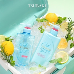 Set Gội Xả Tsubaki Premium Cool Mát Lạnh Sạch Dầu Chai 490ml