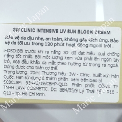 Kem Chống Nắng 3W Clinic Intensive UV Sunblock Cream SPF50 Tuýp 70ml