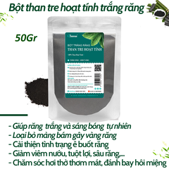 Bột Than Tre Obaxua Trắng Răng Sạch Mảng Bám Gói 50g