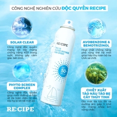 Xịt Chống Nắng Recipe Phyto Water Defense Sun Spray Bảo Vệ Da Dưỡng Ẩm Chống Nước Không Trôi Hàn Quốc